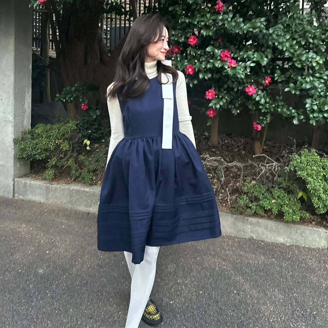 Сухой журавль летний новый японский стиль корейского INS дизайн чувствующий профиль жилет платье модное платье