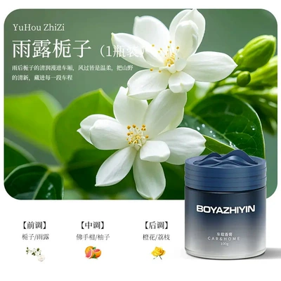 Car air freshener, solid Car Perfume Aromatherapy - rain-drenched-gardenia1-bottle