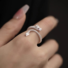 足银990纯银神龙摆尾戒指女小众本命年新中式国风2023年新款指环