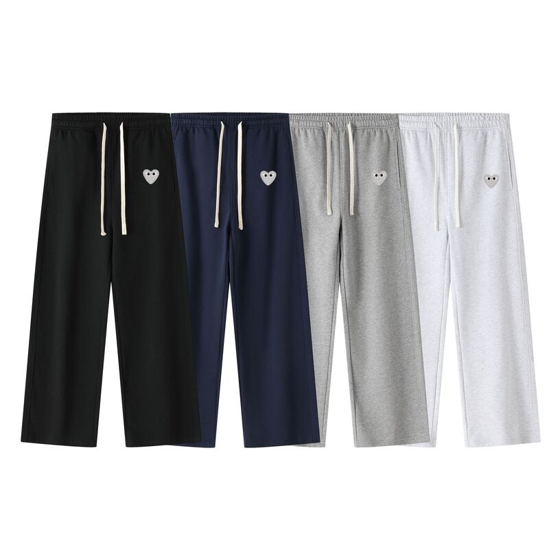 Cross-Border Japanese Trendy Brand Play Rei Kawakubo Classic Silver Heart Spring and Autumn Casual Pants Unisex Loose Long Pants