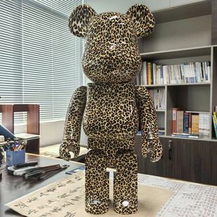 Be@Rbrick 100% Violent Bear Leopard Print Living Room Floor-Standing Trendy Ornament Handmade Office Building Block Bear Doll
