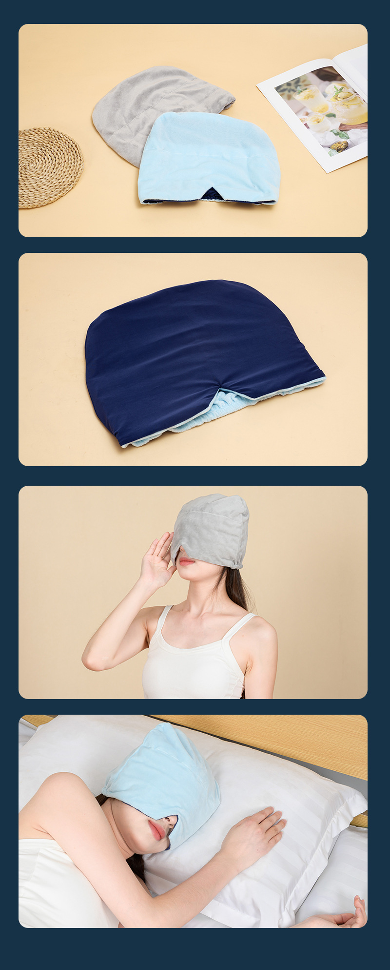 Weighted Deep Sleep Hat Windproof Light Blocking Ice Silk Sleep Cap with Micro Pressure details
