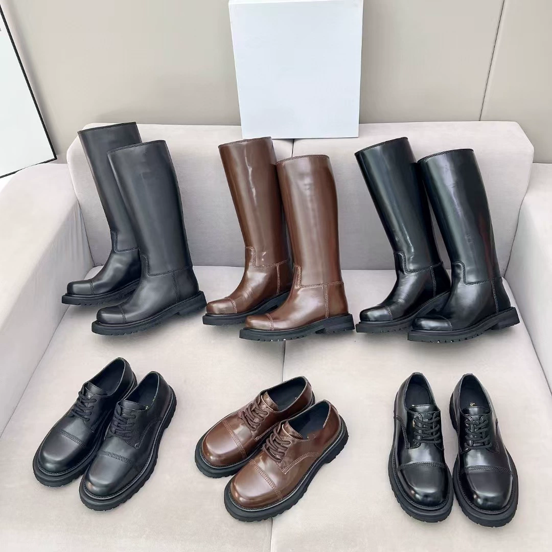 Высокое качество 2024 осень-зима новая кожаная круглая голова в британском стиле ретро Булок рукав сапоги Мартин сапоги женские