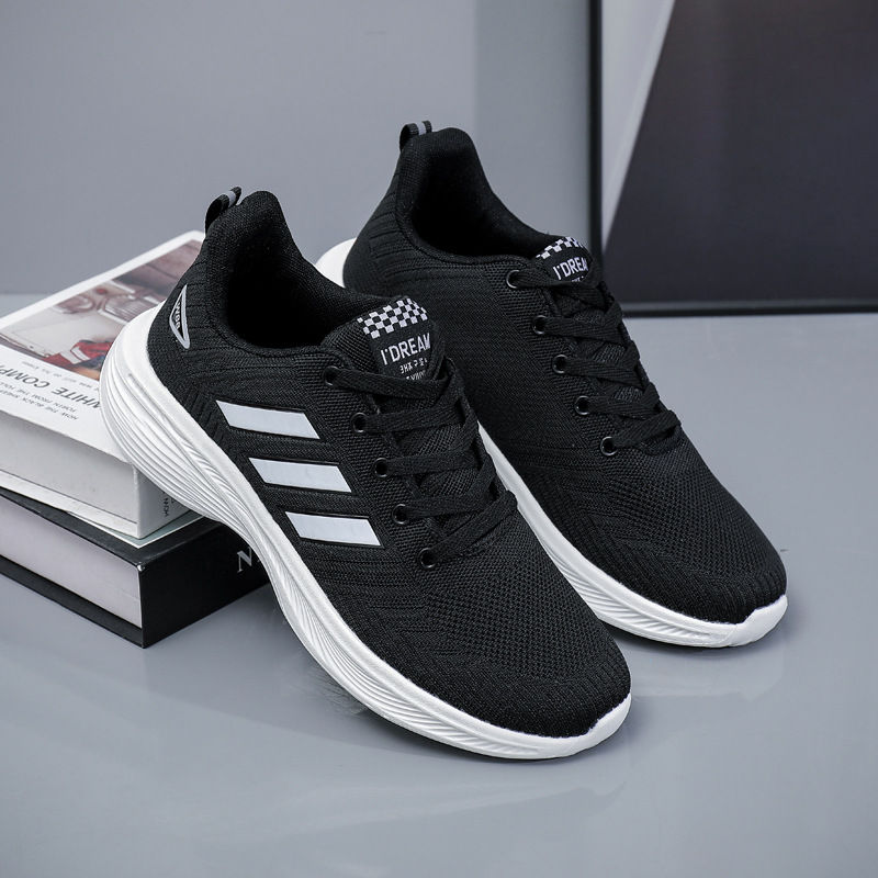 2025 otoño zapatos casuales de hombre zapatos de suela suave zapatos deportivos de carreras versátiles zapatos de tela negra transpirables