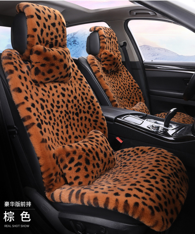 新しい冬のぬいぐるみの車のクッションネットの赤いヒョウの紋様のぬいぐるみの5つの共通のシートの快適な保温のクッション|undefined