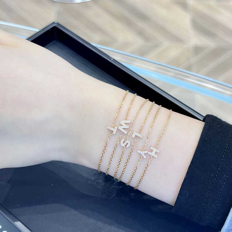 Cross-border Hot Selling 925 Silver Light Luxury Niche Women's All-match Advanced Design Sense Diamond-set New 26 English Letter Bracelet