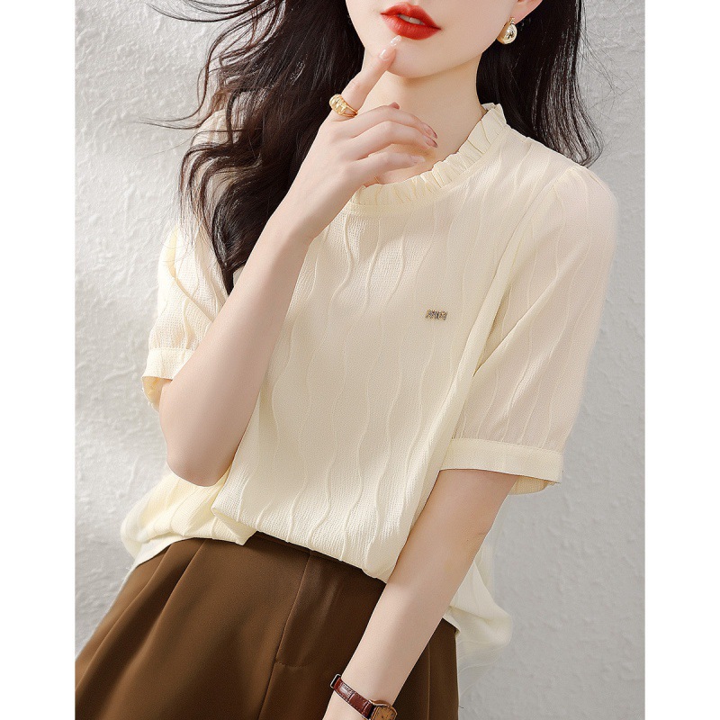 Summer shiffon design short sleeve T-shirt