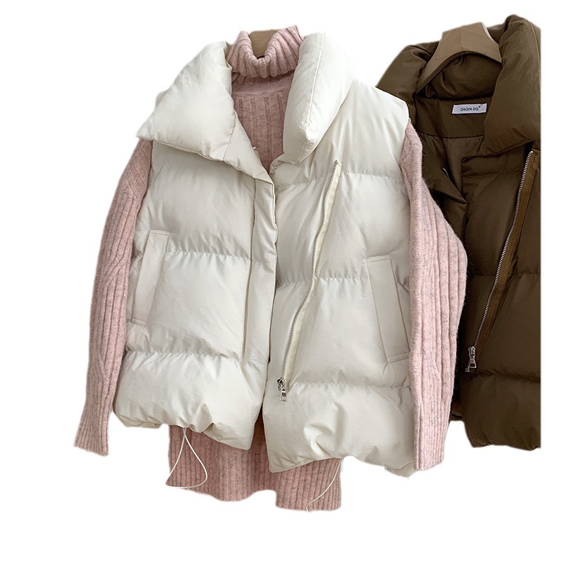Damenbekleidung Herbst und Winter im koreanischen Stil mit kleinem, duftendem Stil, Stehkragen, neue ärmellose Baumwollweste, Oberbekleidung, Weste, Jacke, trendig_voghion.com