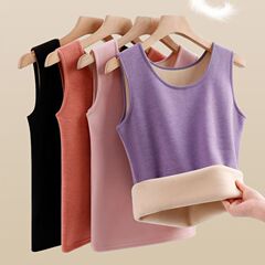 ベルベットは保温ベストを厚くして、女性は秋冬に一体の子羊のベルベットを着て発熱して、底のない下着のベストの上着を着ている