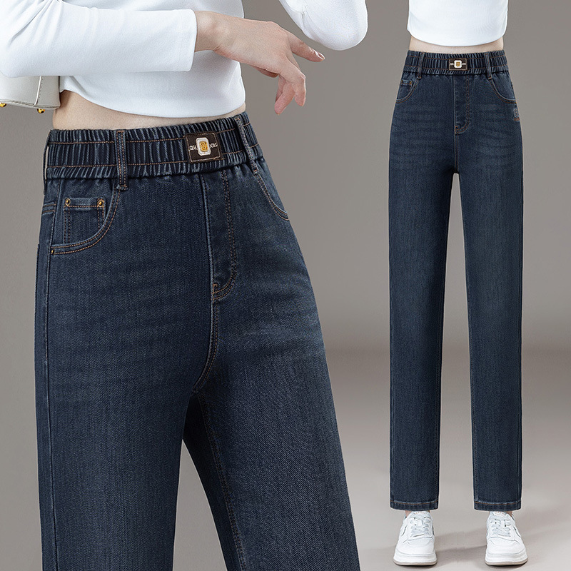 Jeans Small Straight Spring and Autum Style Super Nice Pants 2025 New Women's Pants Elastic Waist Slightly Elastic and Versatile