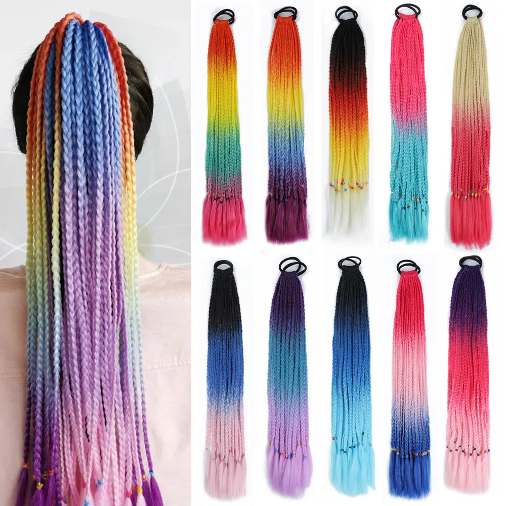 Inventario al por mayor colorido trenzas de tres hebras africanas trenzas sucias trenzas de caballo recogidas en stock Inventario