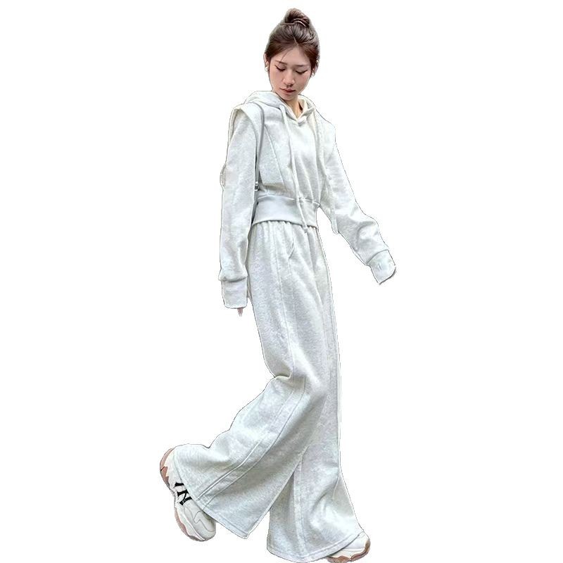ng2510292 Ng2510292 Ng2510292 Frühlings-Outfit im französischen Stil, europäische Waren, Internet-Promi-Look, lockerer Strickhoodie, Sweatshirt, weite Hose_voghion.com
