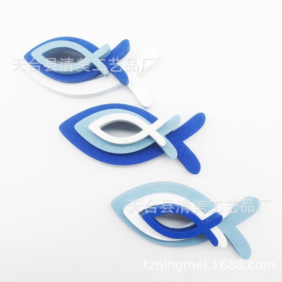 Estilo creativo océano hueco de madera de pescado madera virutas tridimensional pintado artesanía decoración del hogar Accesorios