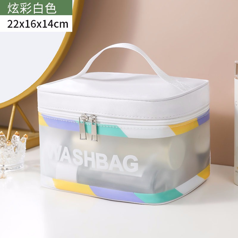 Bolsa de cosméticos transparente transfronteriza bolsa de almacenamiento impermeable de alta capacidad bolsa de lavado de maquillaje portátil PU