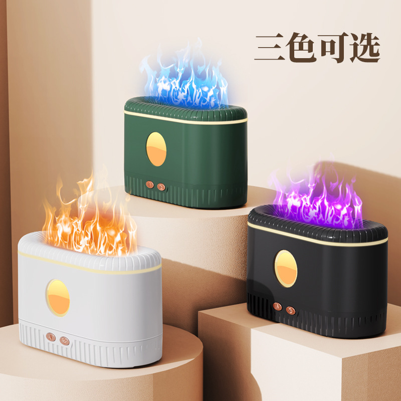 新しい高品質の炎のアロマセラピーマシン、大霧量、家庭用サイレント寝室の雰囲気ライト加湿器、OEMカスタマイズ|undefined