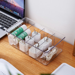 Student stationery block compartment organizer underwear anti-dust box with lid transparent data cable charging cable storage box