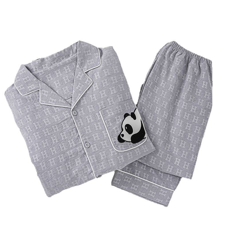 2025 nuevo algodón de nubes primavera y otoño pijama de hombre manga larga manga larga panda japonés moda simple ropa para el hogar