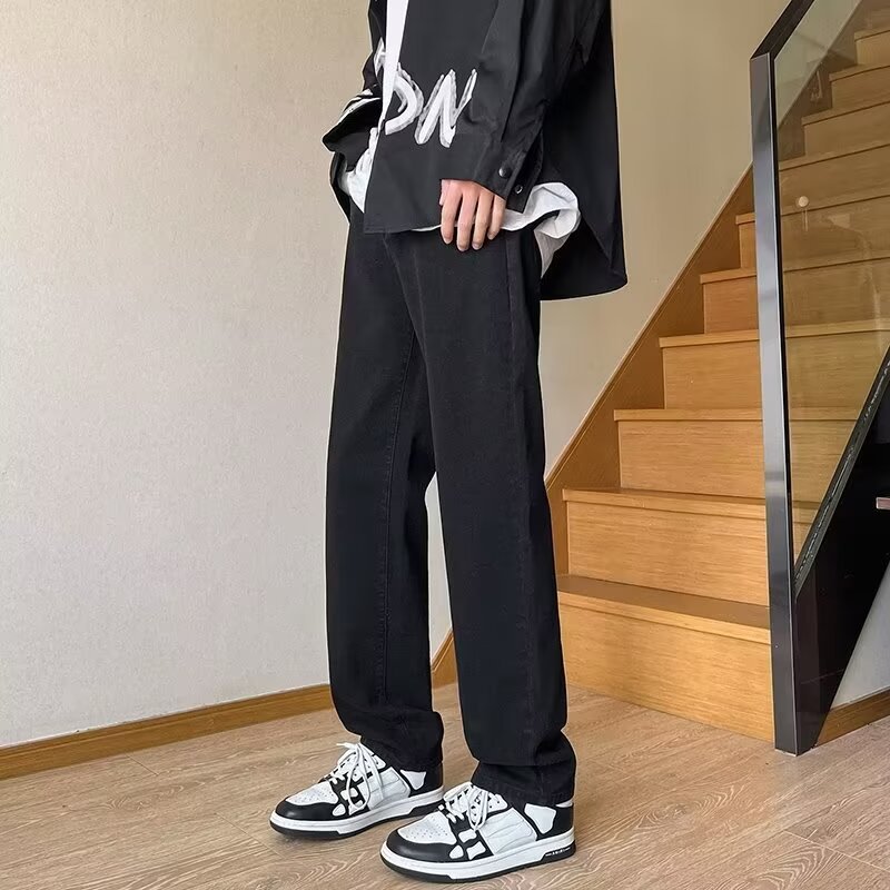 Estilo de Hong Kong hombres de moda verano nuevo estilo 2024 personalidad alfabeto jeans hip-hop ins marea calle alta tendencia pantalones guapos