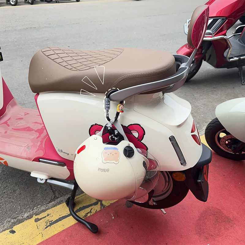 Cute electric scooter rear seat helmet lock for girls, aluminum alloy password anti-theft lock