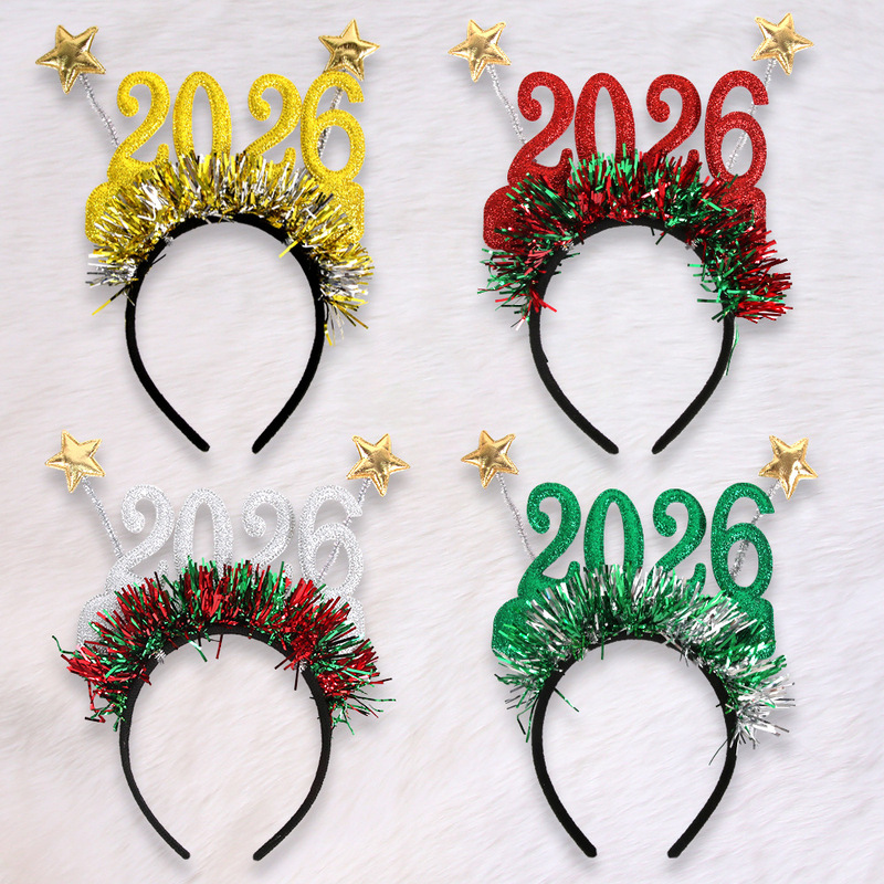 クリスマス 2026 デジタルヘッドバンド大晦日新年装飾ヘッドバンドスターカラーストリップホリデーパーティーヘッドバンドヘッドバンド|undefined