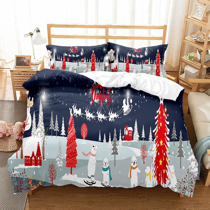 Christmas sled series three down duvet cover, matte four two piece set, customizable_voghion.com