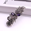 Big crystal, ponytail, metal retro hairgrip, black hairpins, simple and elegant design, wholesale