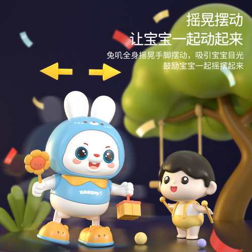 New baby dancing cute rabbit robot baby early education head-up doll toy sold at night market