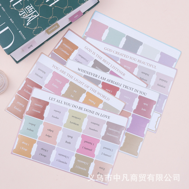 Manufacturer Wholesale Cross-Border Bible Index Label Stickers Classification Stickers Faith Self-Adhesive Nordic Style