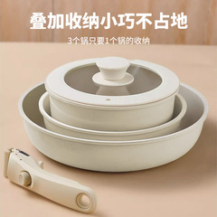 家庭用陶磁器は取っ手の鍋セットを取り外します。
