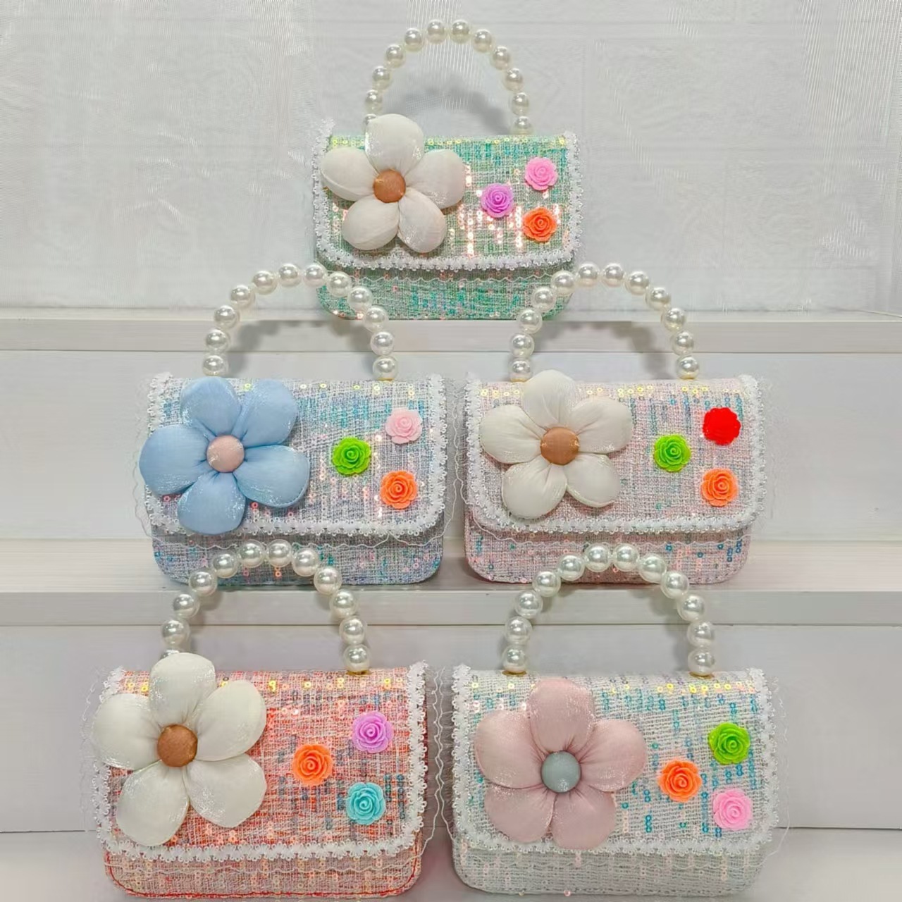 Bolso de princesa, bolso de perla, bolso de hombro, bolso de cambio, bolso de accesorios, bolso de cadena, bolso de Año Nuevo para chicas