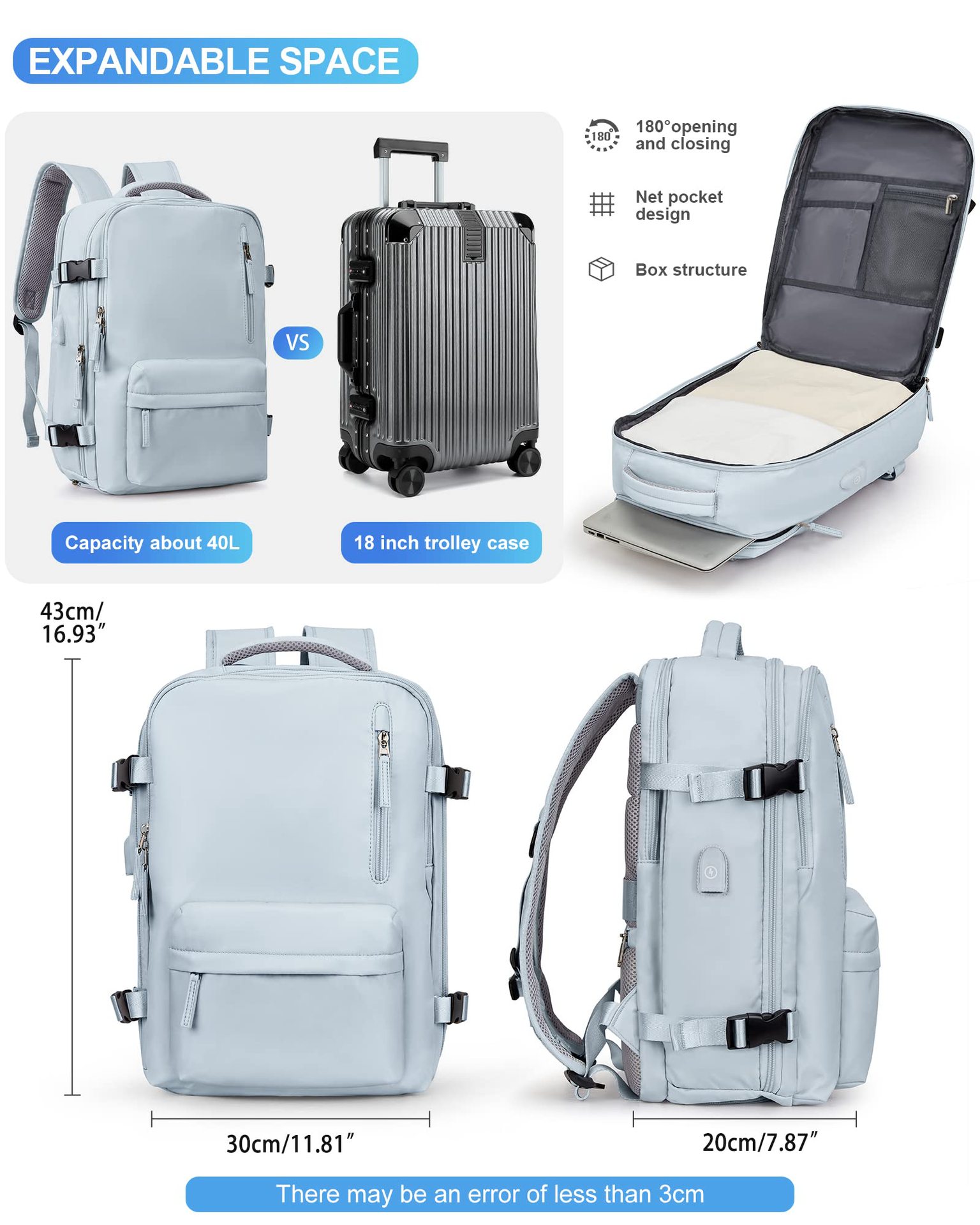 1875g Weight Nylon Lining Material Zipper Closure Type Double Shoulder Straps Strap Type Functional Backpack Bags Type Travel, Daily Occasion Nylon Material Women's Backpack Backpack Solid Color Pattern All Seasons Season Unisex Gender Streetwear Style Square Shape Solid Color Travel Daily Women's Backpack 128