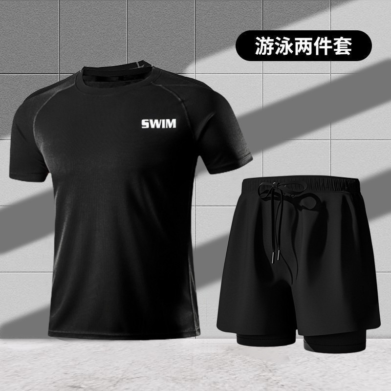 Pure black swimming trunks suit