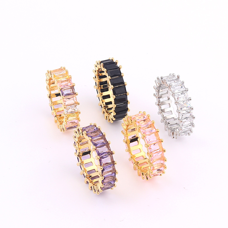 Fashion Geometric Copper Rings Inlay Zircon Copper Rings