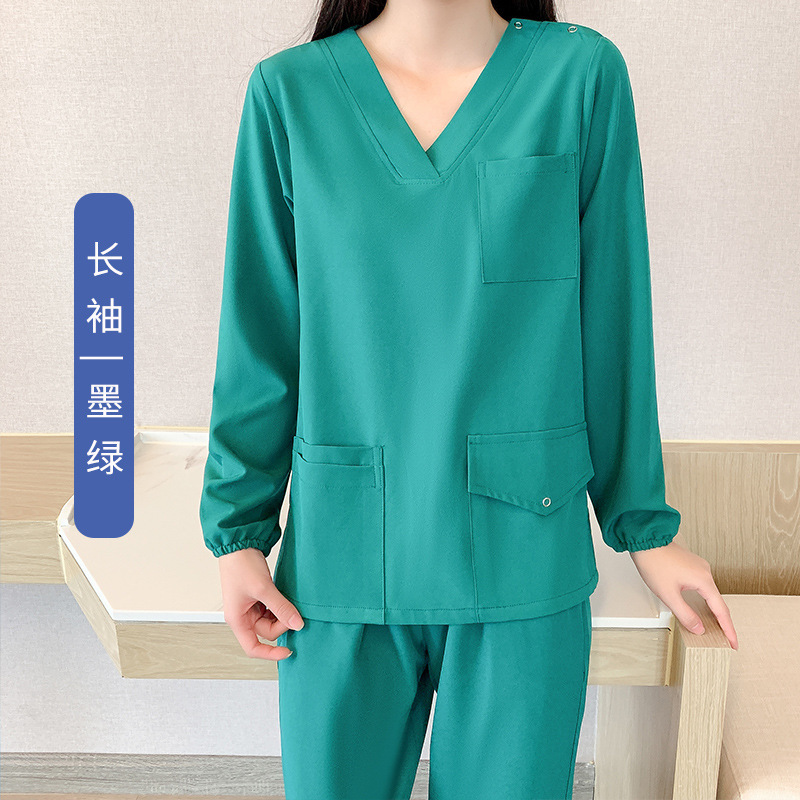 卸売りの手洗い服のハイエンドのブラシの手服の口腔病院の軽薄な速乾の長袖の医者の弾力の手術室の作業服|undefined