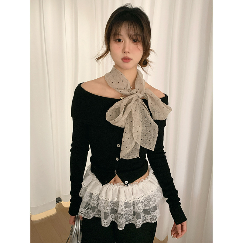 韩系百搭波点丝巾女高级感文艺系脖配饰2025年春护颈薄款小围巾|undefined