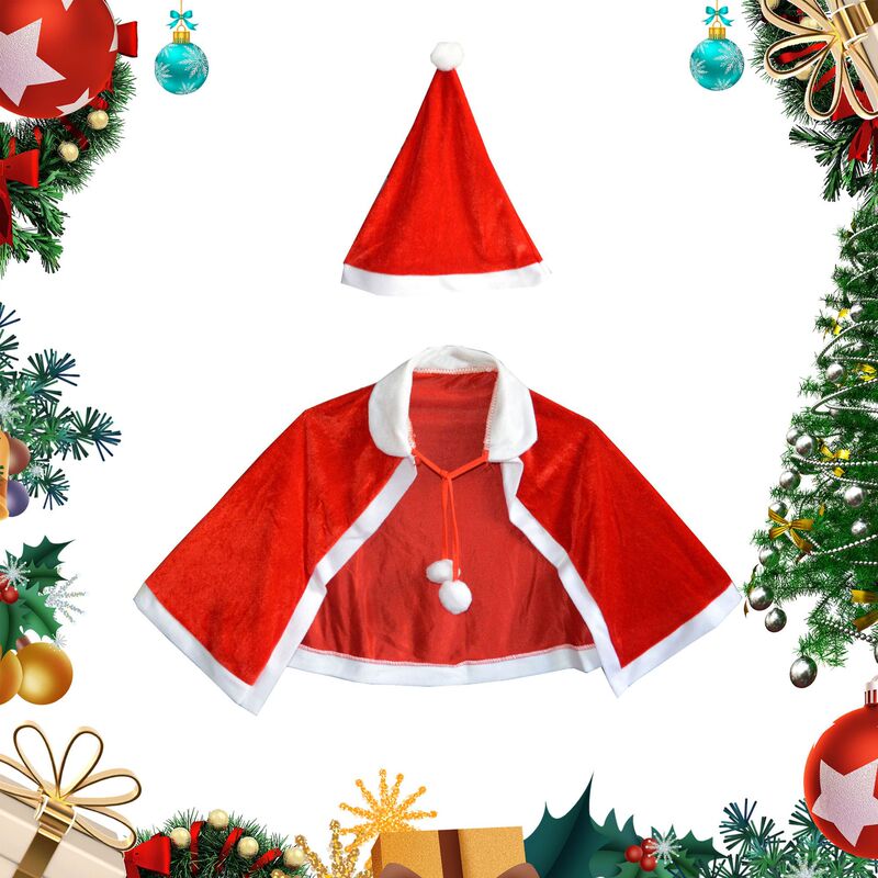 Christmas Performance Costumes Party Performance Costumes Children Red Christmas Shawl Christmas Hat Christmas Cloak Christmas Performance Costumes Party Performance Costumes Children Red Christmas Shawl Christmas Hat Christmas Cloak