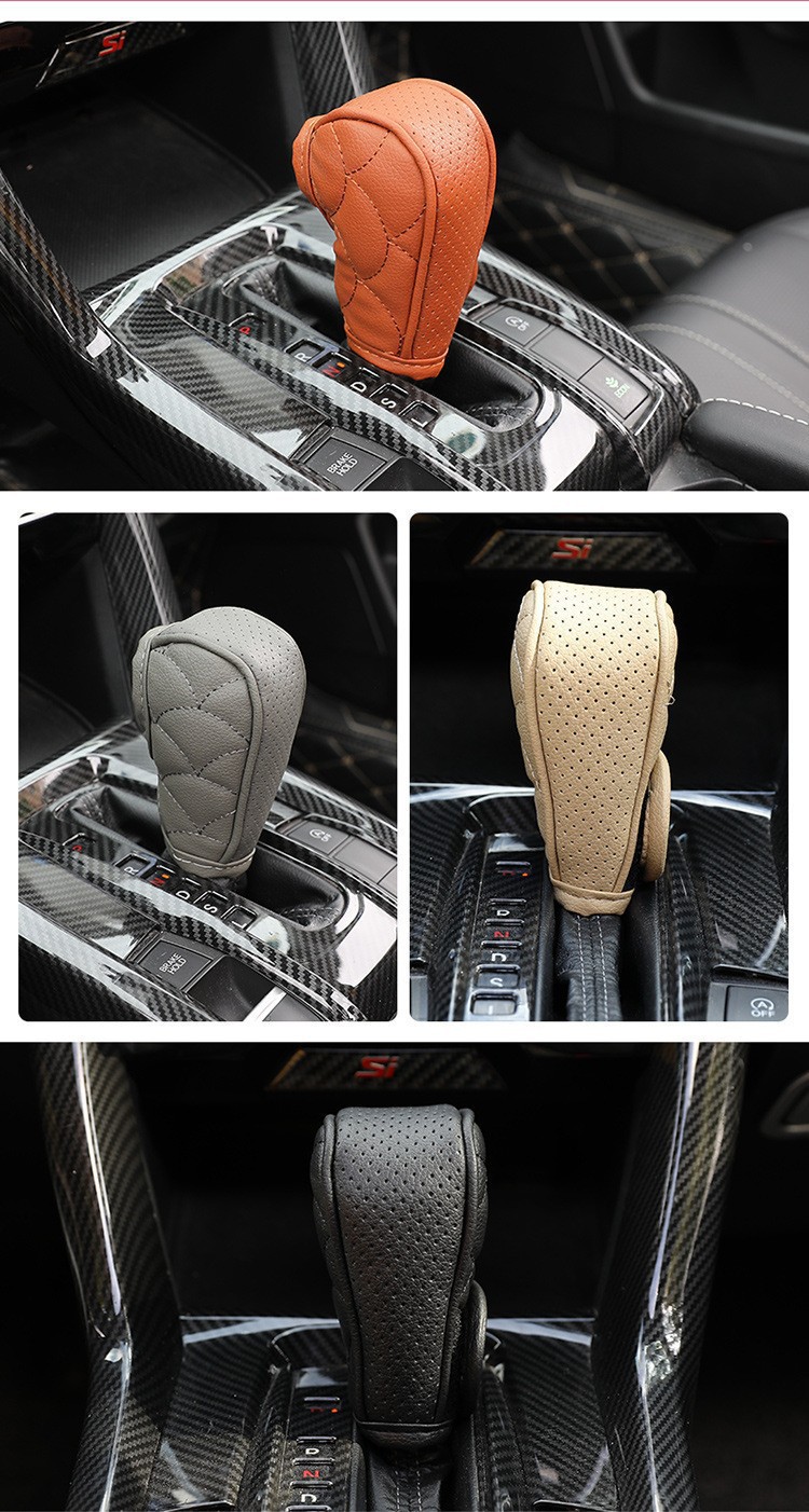 Cross-Border Car Shift Protective Cover Leather Gear Cover Car Interior Modification Dust Cover Universal Gear Handle Cover