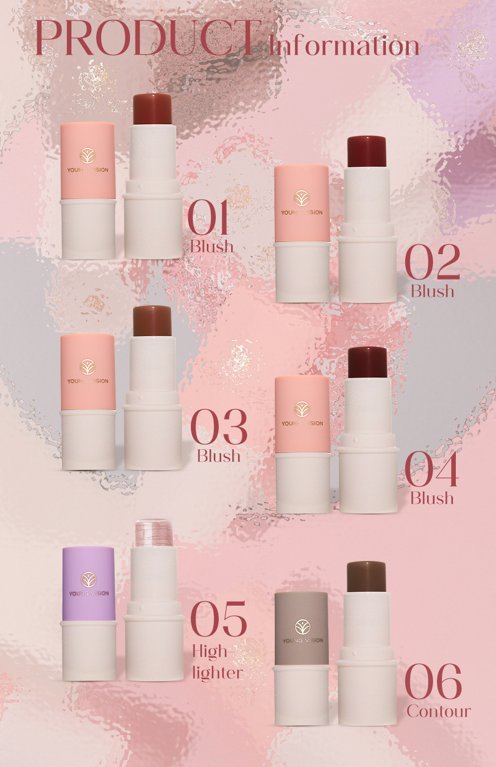 YOUNG VISION Multi-functional Makeup Stick, Lazy Person's Highlighter Contouring Blush, Matte Blush Stick wholesale undefined