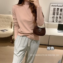 丽魅姿冬季半高领德绒打底衫女纯色修身显瘦百搭加厚打底衫保暖上