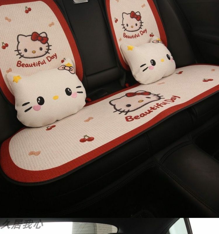 Car Seat Cushion, Universal for All Seasons, Breathable Kt Cat Seat Cushion, New Half-Cover Seat Cover, Cute Cartoon Single-Piece Seat Cover