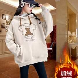 女童春装加绒卫衣2026春秋新款洋气童装儿童一体绒上衣中大童加厚