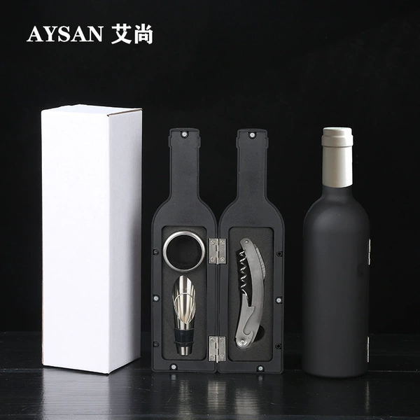 Silver-headed small wine bottle three-piece set in white box