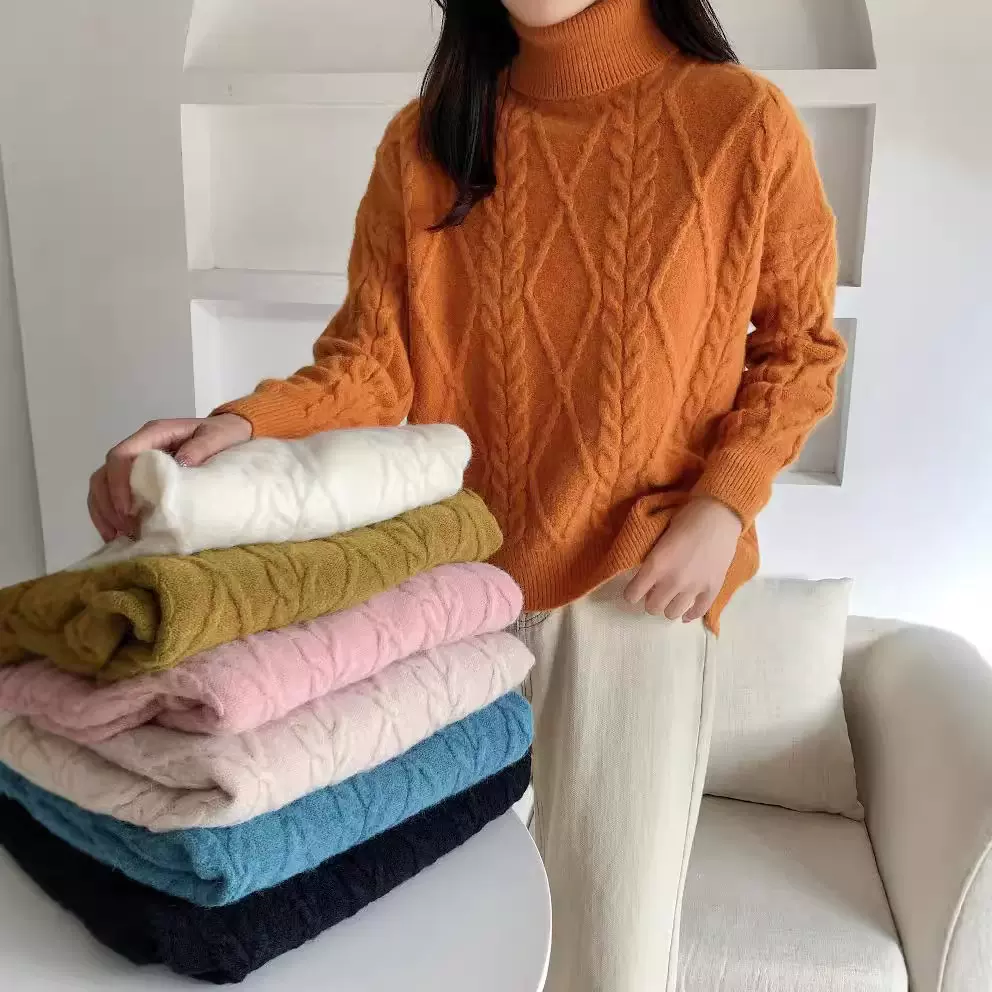 来图来样小批量定制套头毛衣针织毛呢外套女装外贸实体厂家批发