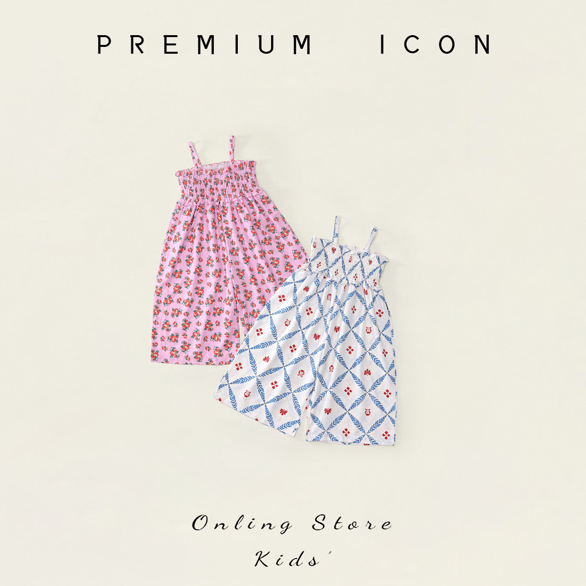 Girls' Floral Strap Jumpsuit 2025 Summer New Ethnic Style Wide-Leg Romper for Toddlers and Young Children Wholesale