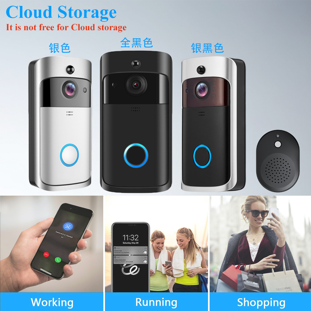 低功耗可视门铃WIFI无线门铃夜视高清智能云存储门铃跨境专供720P