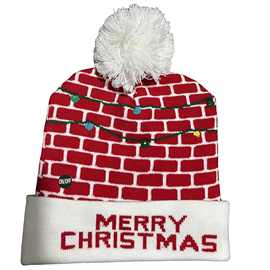 跨境亚马逊速卖通秋冬季针织节日派对成人儿童带灯圣诞节LED灯帽