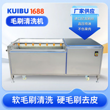 800型毛辊清洗机 商用大型地瓜毛刷清洗机根茎类果蔬去皮去泥机
