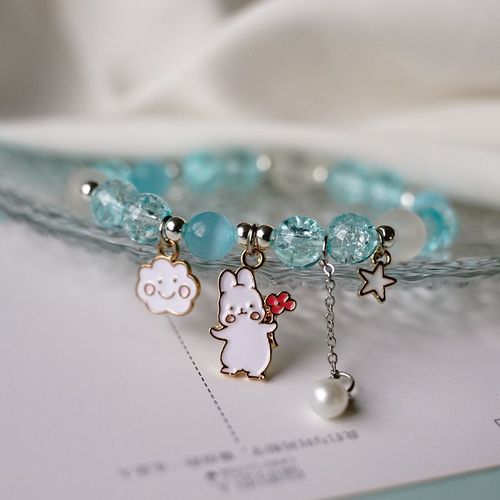 The new literary temperament girlfriends popcorn crystal bracelets, Japan and South Korea female niche design pussy cat series accessories