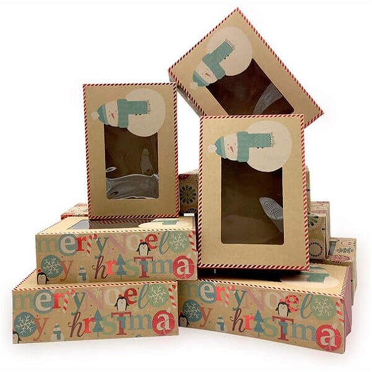 批发 包装盒硬卡纸开窗彩盒 PVC透明窗口纸盒 覆膜圣诞礼品礼盒