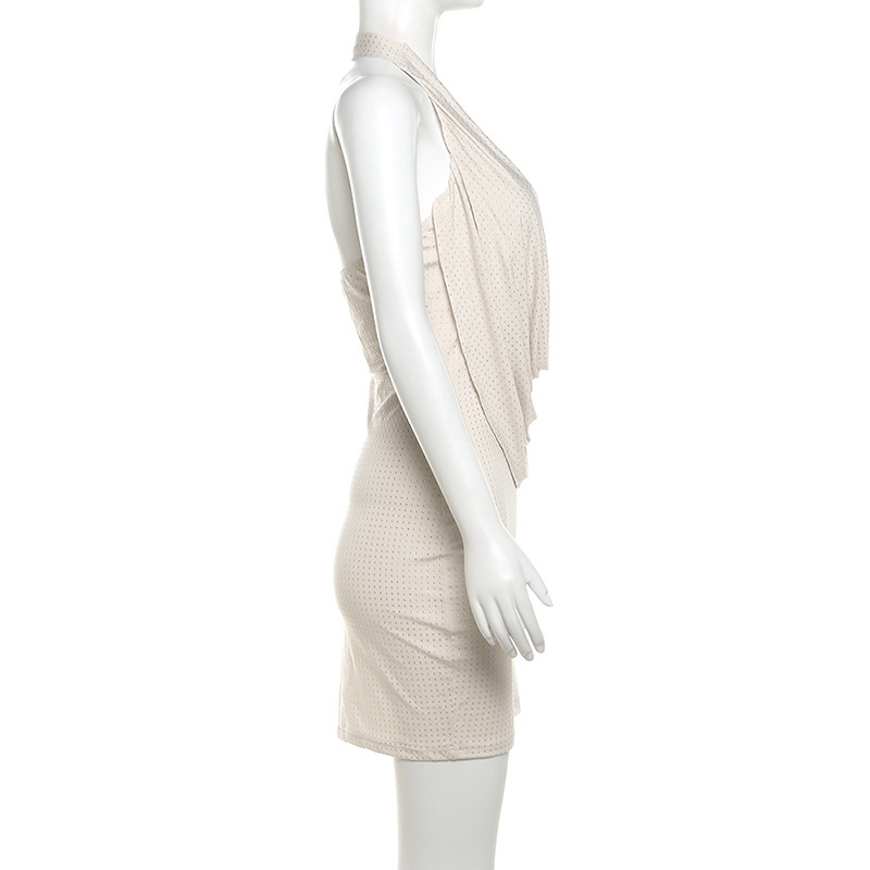 Summer Season Women's Gender Wholesale Women's Vacation Simple Style Backless Solid Color Holiday Halter Neck Sleeveless Sheath Dress